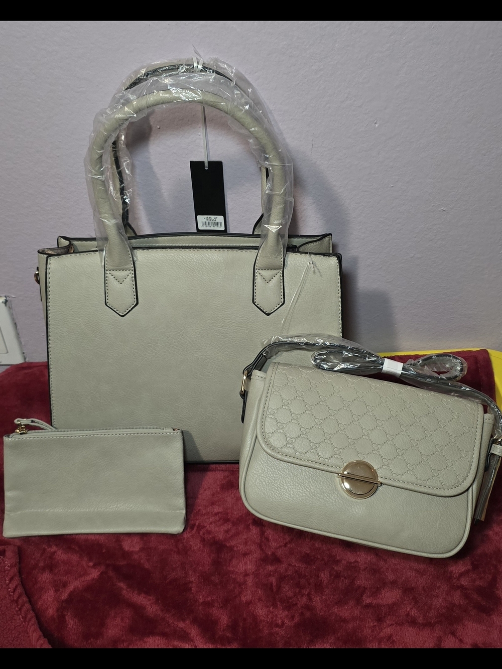 Beige Structured Tote and Crossbody Bag Set - Women